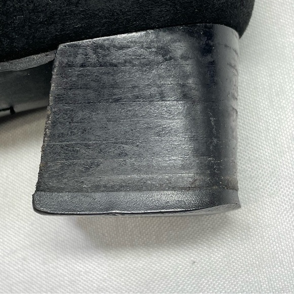 Stuart Weitzman Women’s Black Suede Shoes Size 6B Slip On Block Heel Square Toe - Picture 11 of 16